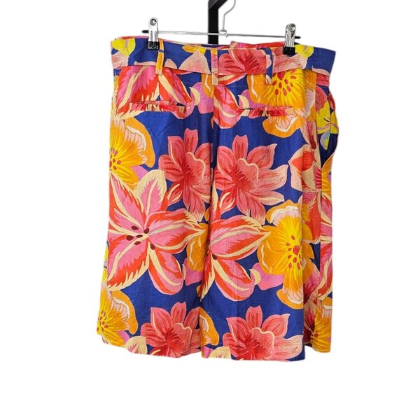 Farm Rio x Anthropologie Linen Blend Belted Bermuda Shorts, High Rise, Medium - Picture 3 of 11